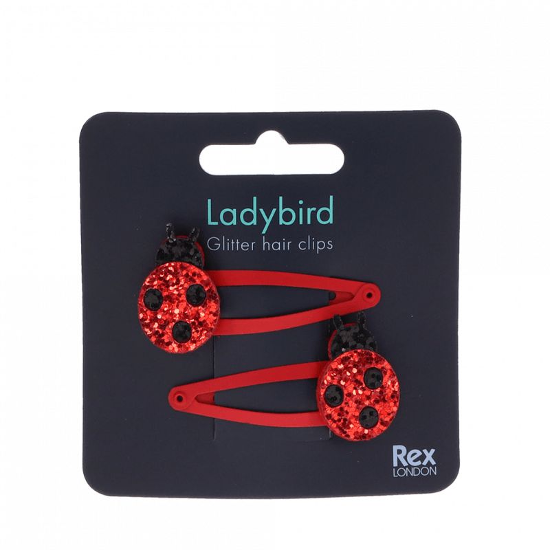 Glitter Hair Clips (Set of 2) - Ladybird-Hair Accessories-Rex London-Yes Bebe