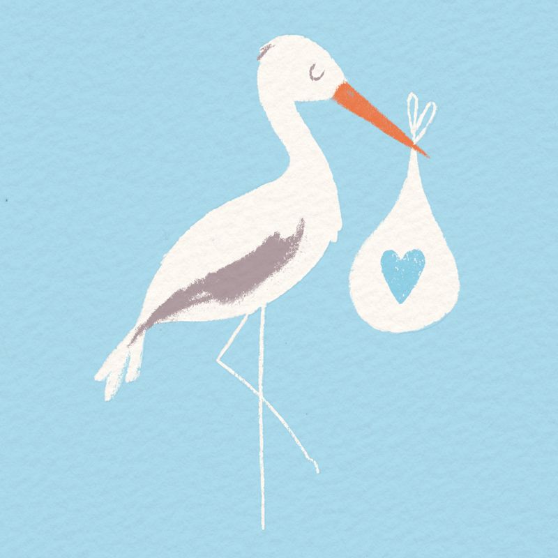 Greeting Card - Stork-Greeting & Note Cards-Rex London-Pink-Yes Bebe
