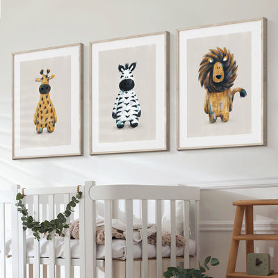 Neutral Safari Animals Nursery Prints Set of 3