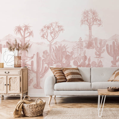 Desert Mural Wallpaper - Pink-Classic-Sian Zeng-ROLL (82.7” X 126")-Yes Bebe