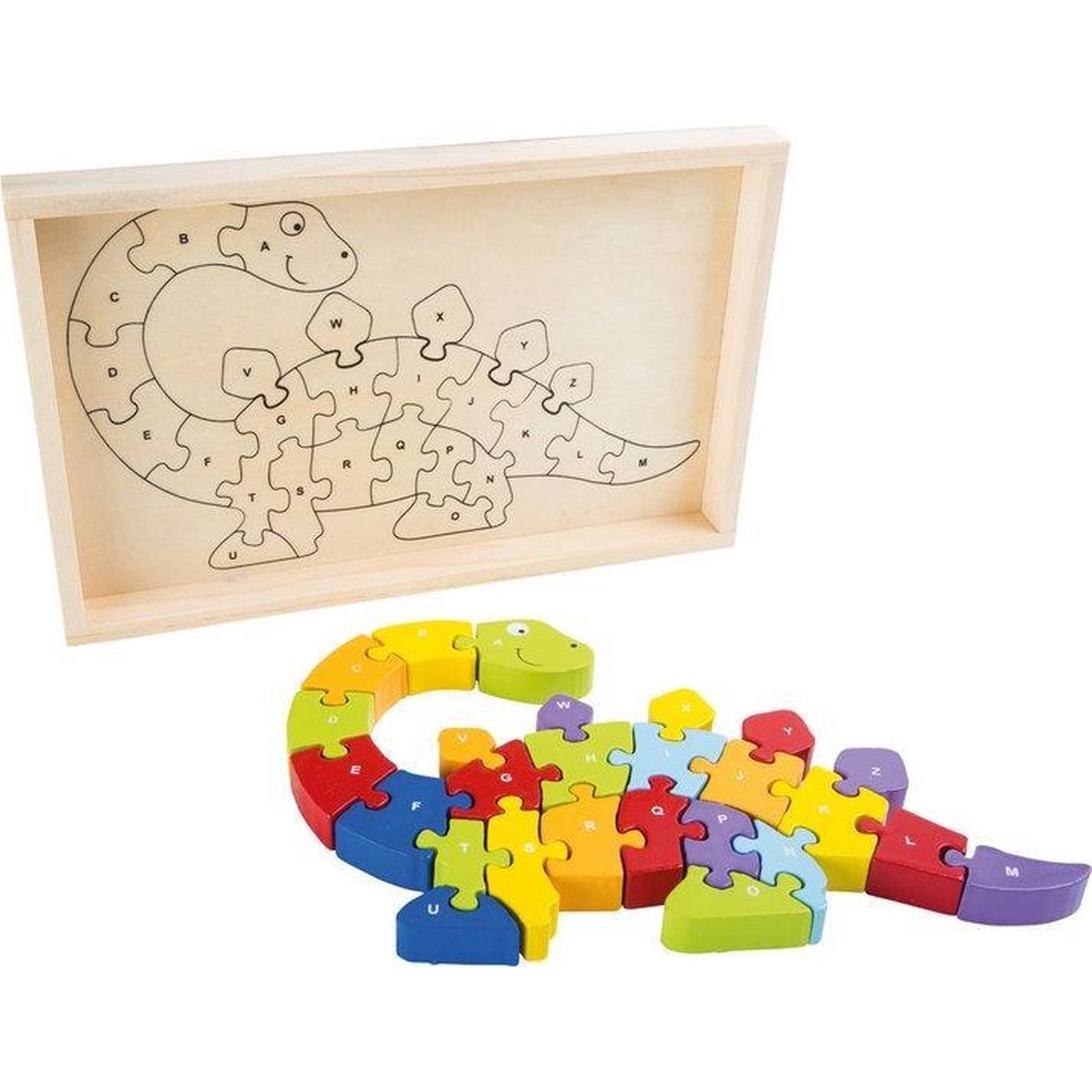 A to Z Dinsoaur Wooden Puzzle-Wooden Puzzles-Smallfoot-Yes Bebe