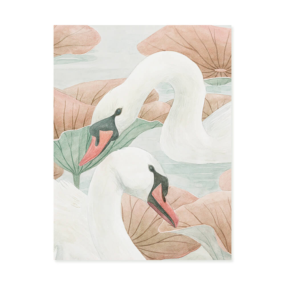 Classic Swan Lake Mural Wallpaper - Terracotta