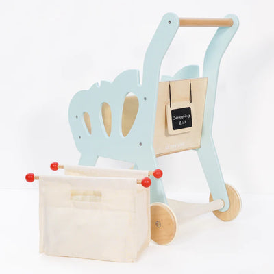 Wooden Shopping Trolley & Cotton Bag