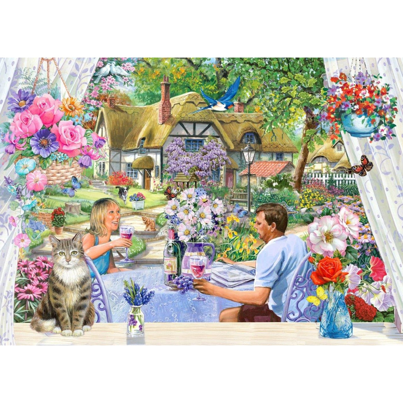 Enjoying The Garden - Big 500 Piece Jigsaw Puzzle-The House of Puzzles-Yes Bebe