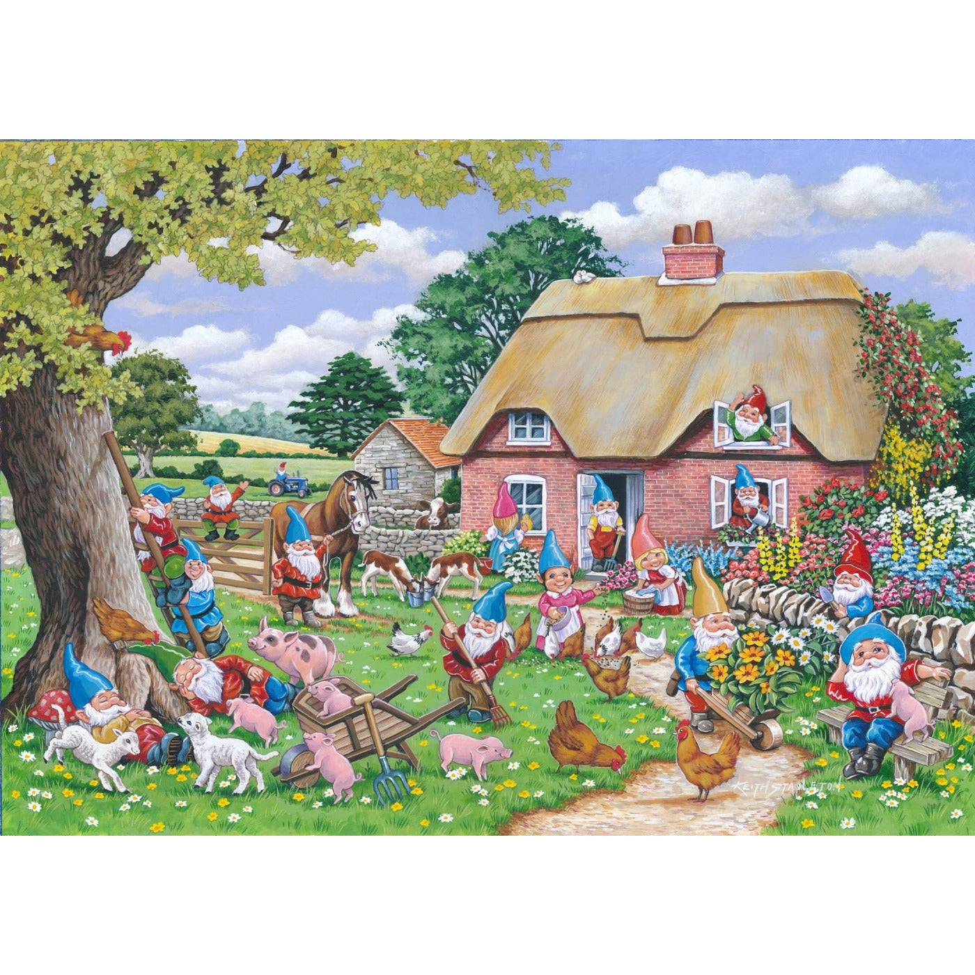 Gnome Farm - Big 500 Piece Jigsaw Puzzle-The House of Puzzles-Yes Bebe