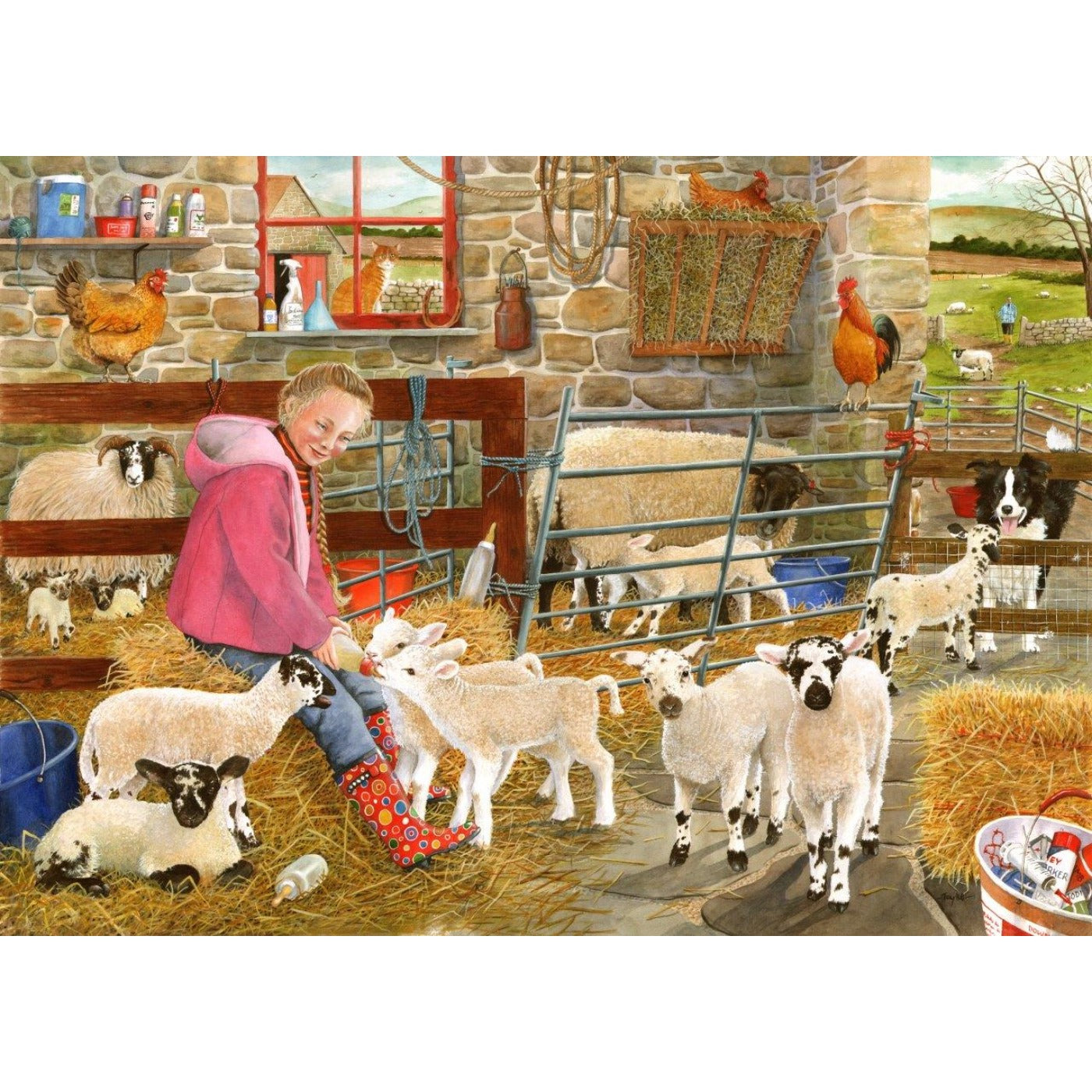 Mary's Little Lambs - Big 500 Piece Jigsaw Puzzle-The House of Puzzles-Yes Bebe