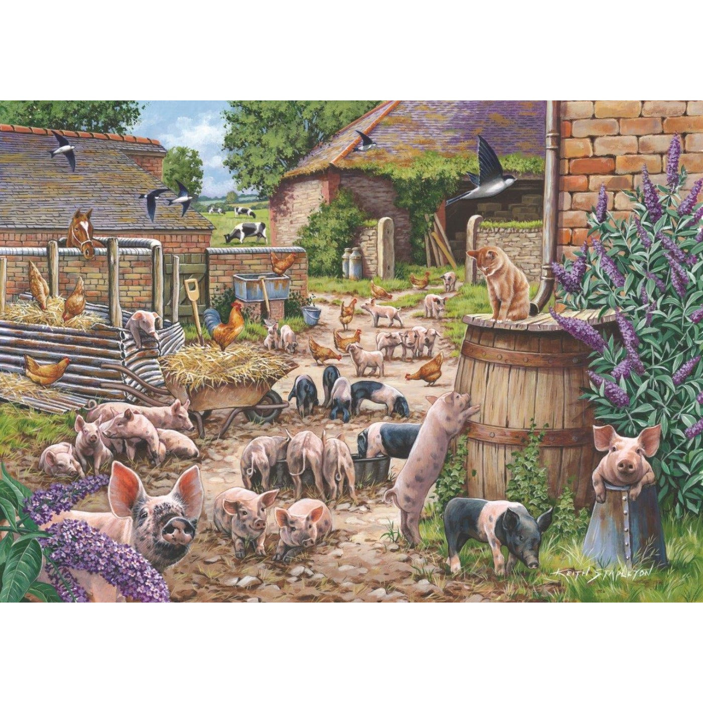 Piglet Pandemonium - Big 250 Piece Jigsaw Puzzle-The House of Puzzles-Yes Bebe