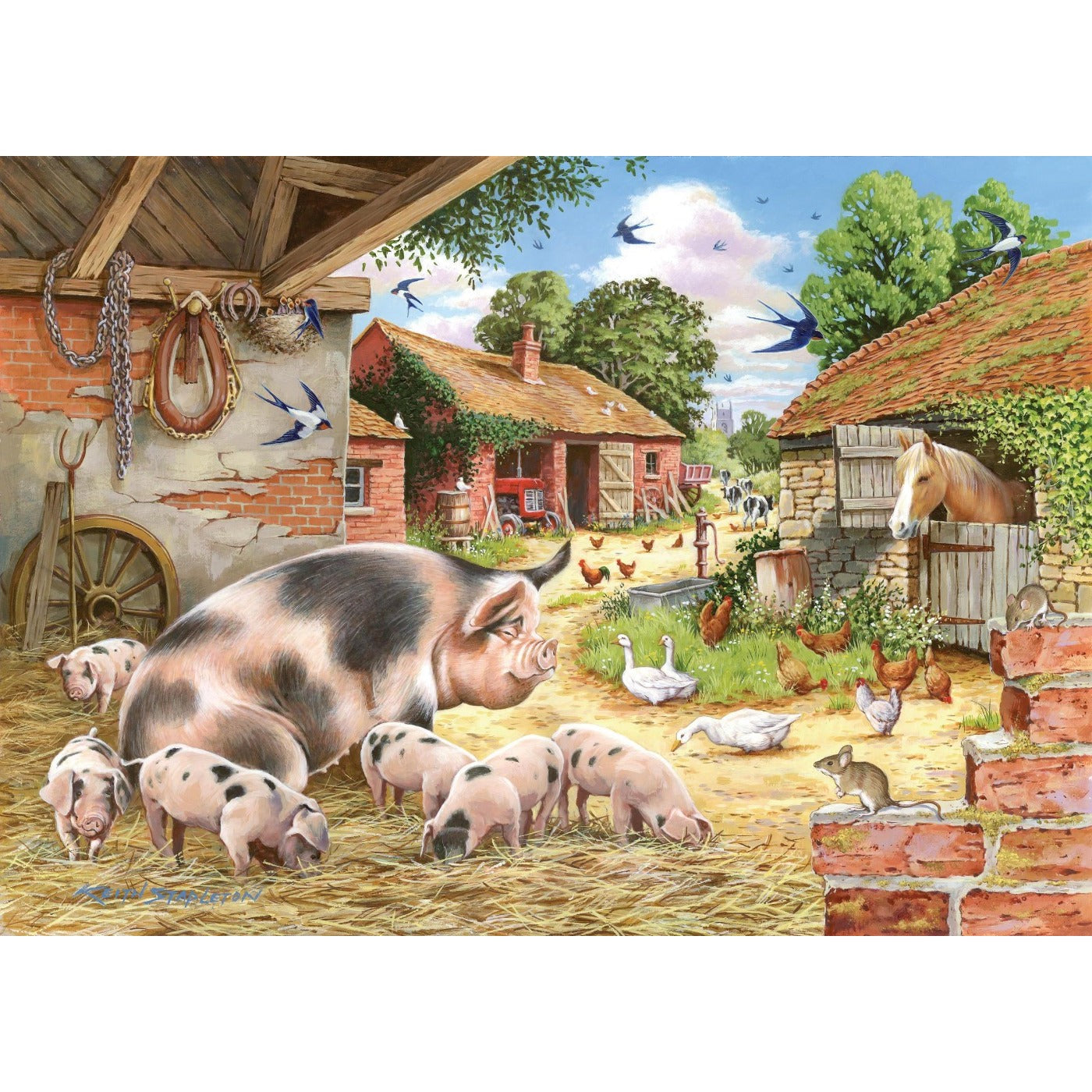 Poppy's Piglets - Big 500 Piece Jigsaw Puzzle-The House of Puzzles-Yes Bebe