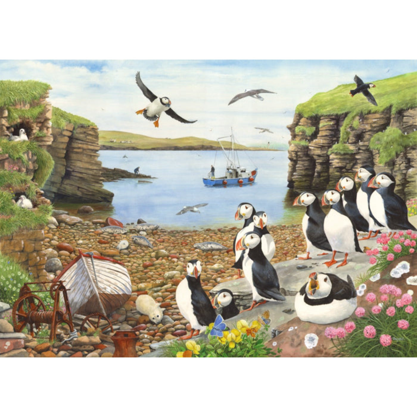 Puffin Parade - Big 500 Piece Jigsaw Puzzle-The House of Puzzles-Yes Bebe