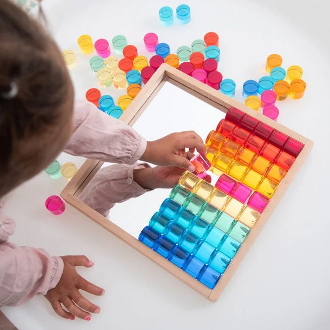 Gem Circle with Mirror Tray-Acrylic Blocks-TickiT-Yes Bebe