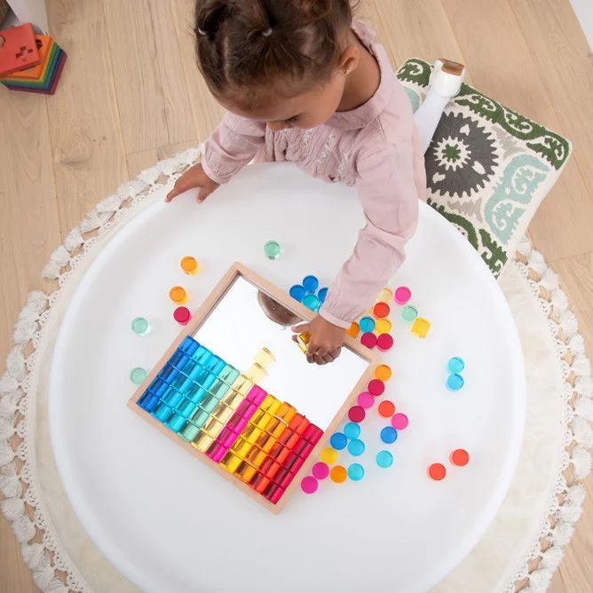 Gem Circle with Mirror Tray-Acrylic Blocks-TickiT-Yes Bebe