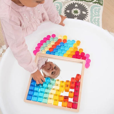 Gem Circle with Mirror Tray-Acrylic Blocks-TickiT-Yes Bebe