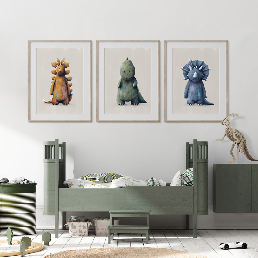 Dinosaur Nursery Prints Set of 3-Print Sets-Tigercub Prints-Yes Bebe
