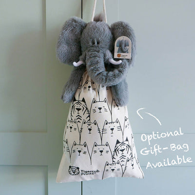 Elephant Soft Toy-Animal Soft Toys-Tigercub Prints-Elephant Soft Toy + 'Tiger & Kittens' Gift Bag-Yes Bebe