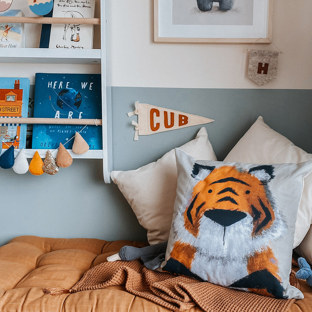 Jungle Tiger Nursery Cushion Cover-Cushion Covers-Tigercub Prints-Regular-Yes Bebe