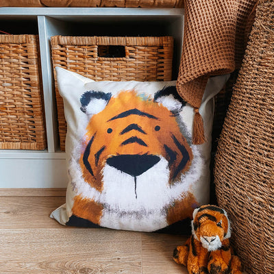 Jungle Tiger Nursery Cushion Cover-Cushion Covers-Tigercub Prints-Regular-Yes Bebe