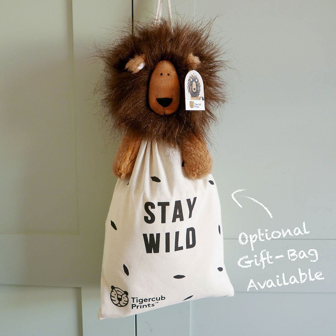 Lion Soft Toy - Tigercub Cuddly Toys-Animal Soft Toys-Tigercub Prints-Lion Soft Toy + 'Stay Wild' Gift-Bag-Yes Bebe