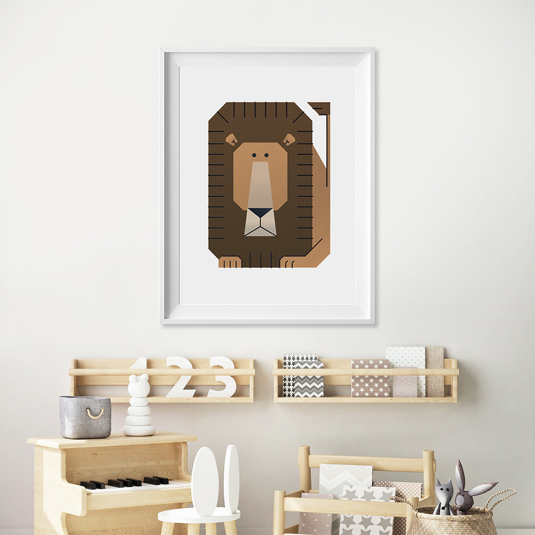Minimal Lion Safari Nursery Print-Single Prints-Tigercub Prints-Yes Bebe