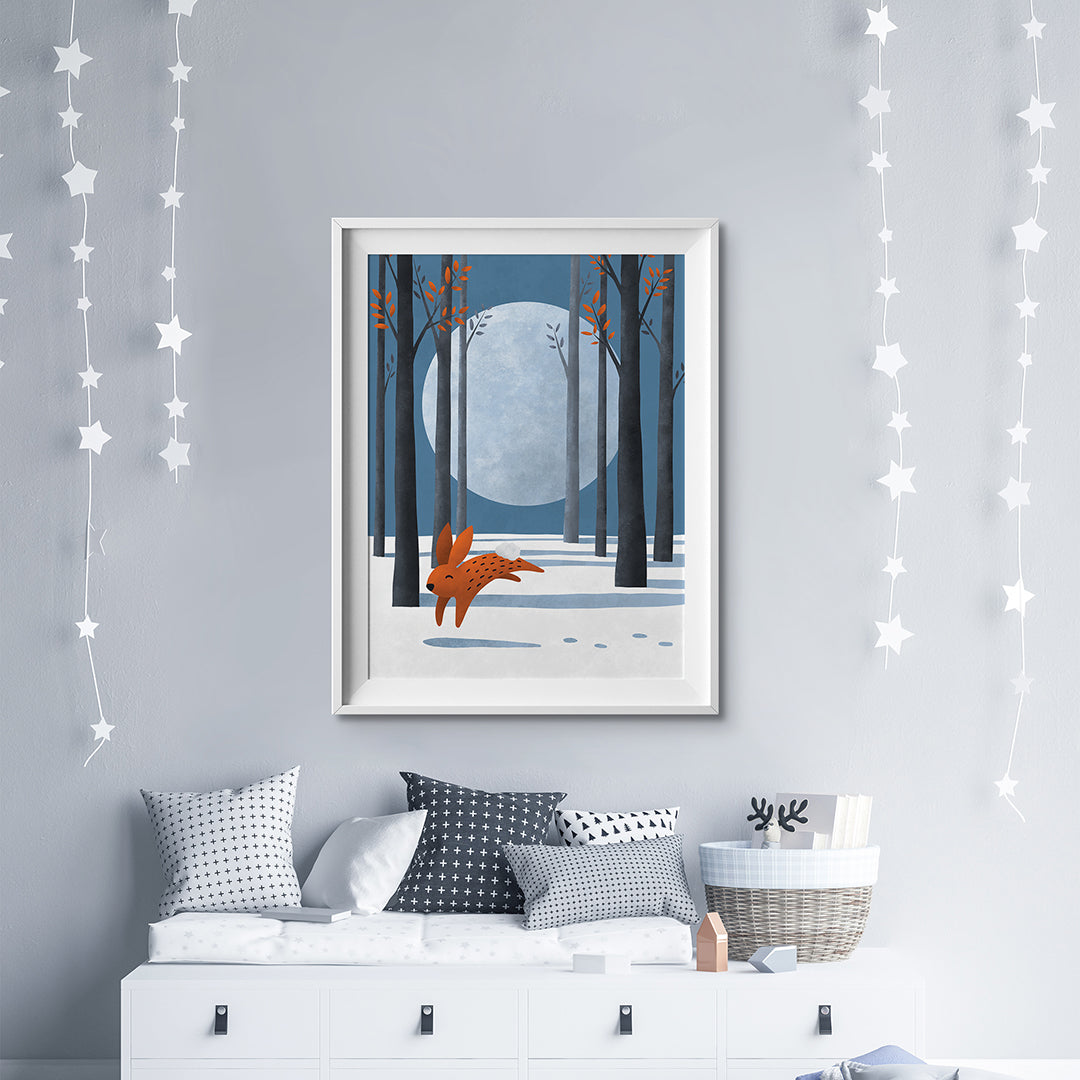 Moon Bunny Scandi Nursery Print-Single Prints-Tigercub Prints-Yes Bebe