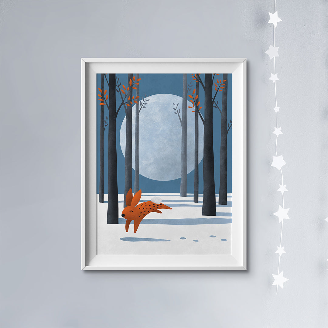 Moon Bunny Scandi Nursery Print-Single Prints-Tigercub Prints-Yes Bebe