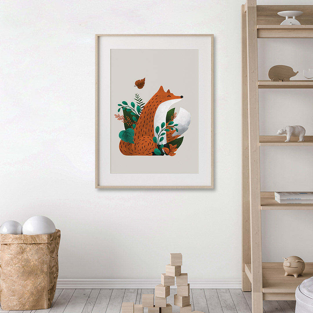 Neutral Fox & Hare Scandi Woodland Animals Nursery Prints Set of 2-Wall Prints-Tigercub Prints-Yes Bebe