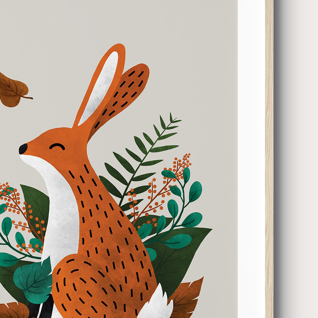 Neutral Fox & Hare Scandi Woodland Animals Nursery Prints Set of 2-Wall Prints-Tigercub Prints-Yes Bebe