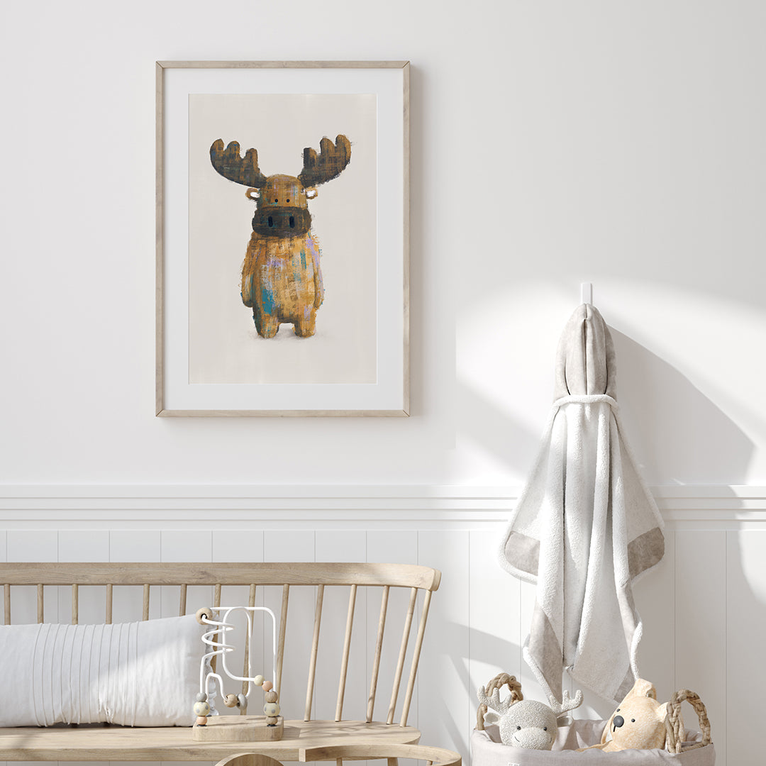 Neutral Moose Woodland Nursery Print-Tigercub Prints-Yes Bebe