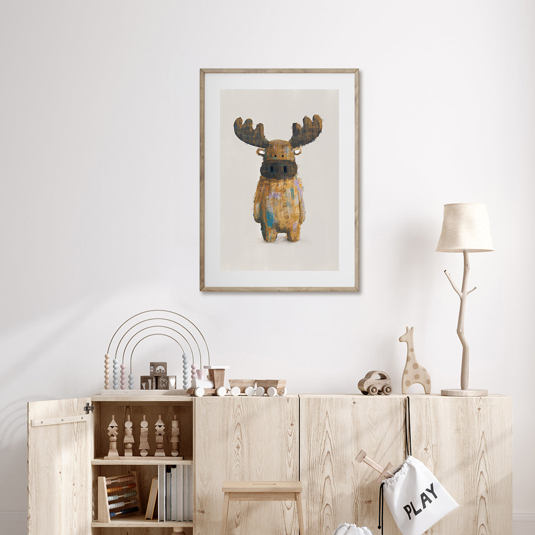 Neutral Moose Woodland Nursery Print-Tigercub Prints-Yes Bebe