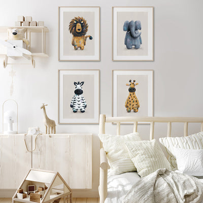 Neutral Safari Animals Nursery Prints Set of 4-Tigercub Prints-Yes Bebe