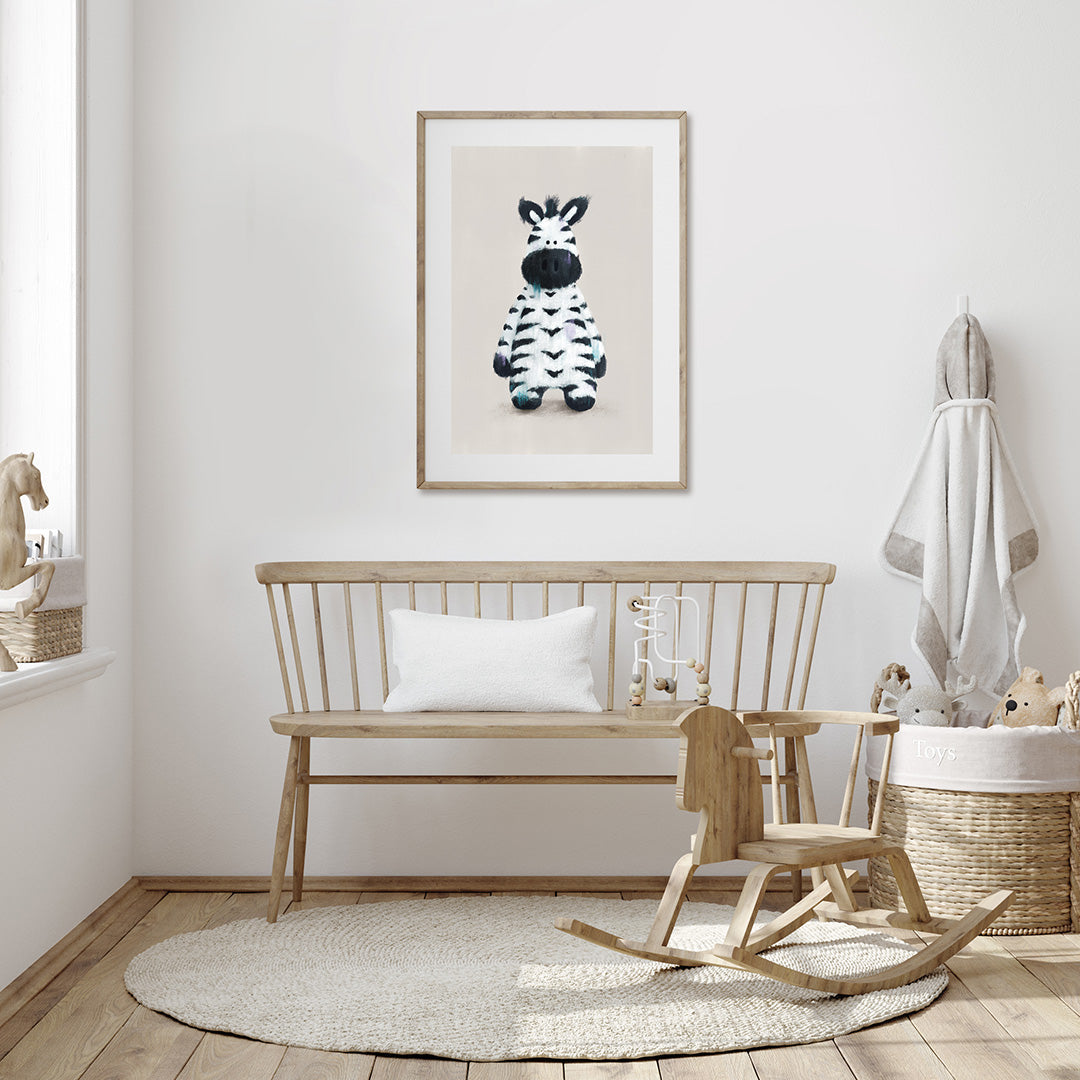 Neutral Safari Zebra Nursery Print-Wall Prints-Tigercub Prints-Yes Bebe