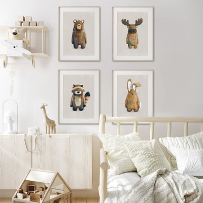 Neutral Woodland Nursery Prints Set of 4-Wall Prints-Tigercub Prints-Yes Bebe