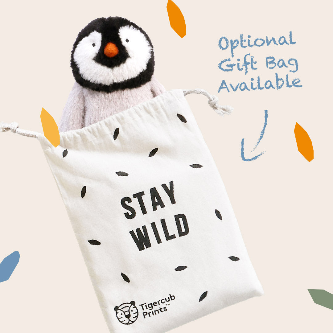 Penguin Soft Toy-Soft Toys-Tigercub Prints-Penguin Soft Toy + Stay Wild Gift Bag-Yes Bebe