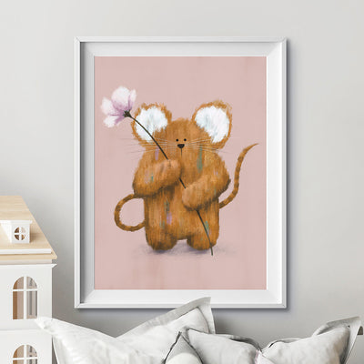 Pink Bunny & Mouse Woodland Nursery Prints Set of 2-Print Sets-Tigercub Prints-Yes Bebe