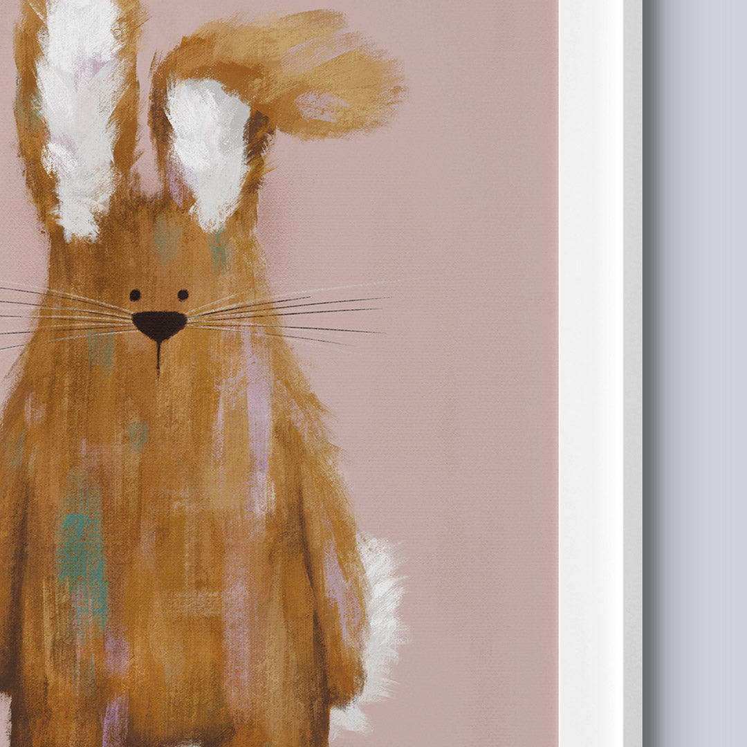 Pink Woodland Bunny Nursery Print-Wall Prints-Tigercub Prints-Yes Bebe