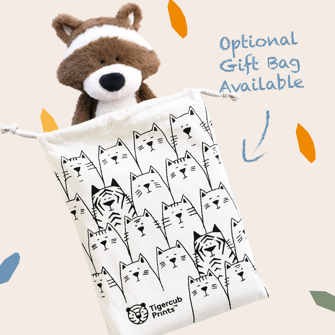 Racoon Soft Toy-Soft Toys-Tigercub Prints-Racoon Soft Toy + Kittens Gift Bag-Yes Bebe