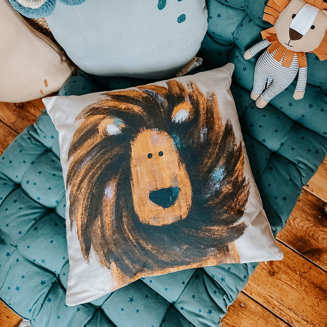 Safari Lion Nursery Cushion Cover-Tigercub Prints-Regular-Yes Bebe