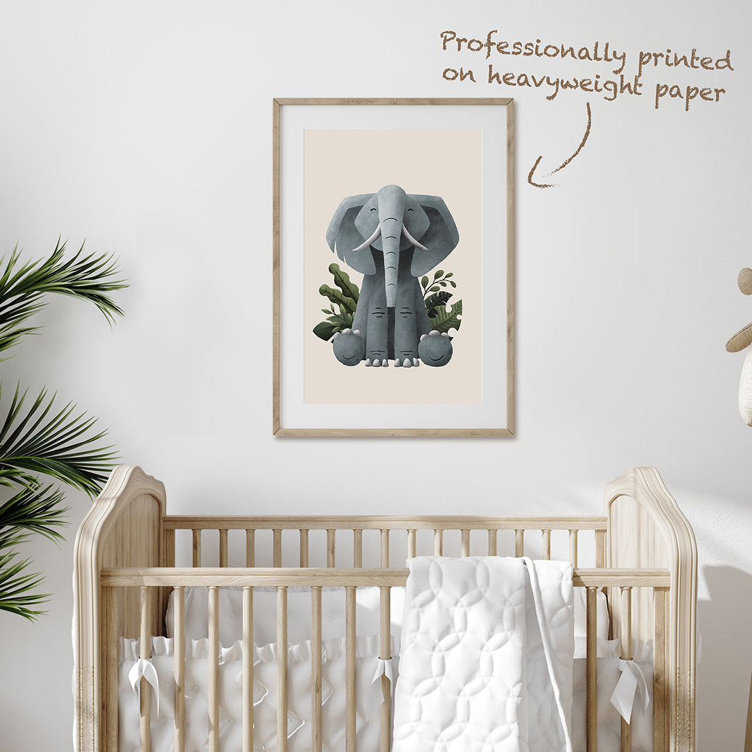 Scandi Elephant Safari Nursery Print-Tigercub Prints-Yes Bebe