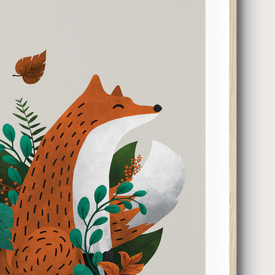 Scandi Fox Nursery Neutral Print-Wall Prints-Tigercub Prints-Yes Bebe