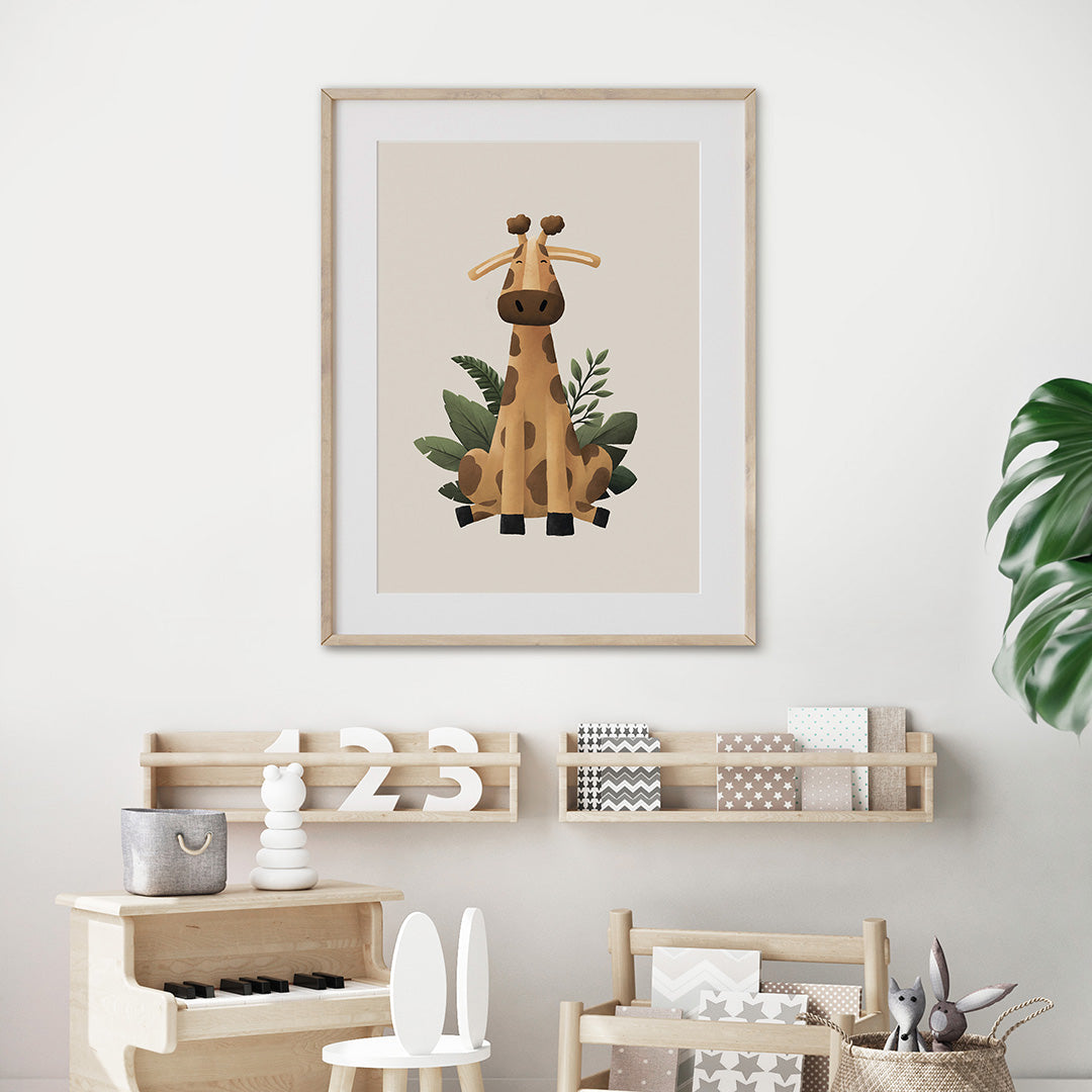 Scandi Giraffe Safari Nursery Print-Tigercub Prints-Yes Bebe