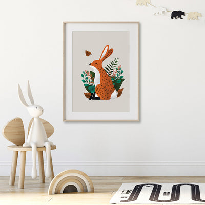 Scandi Hare Neutral Nursery Print-Wall Prints-Tigercub Prints-Yes Bebe