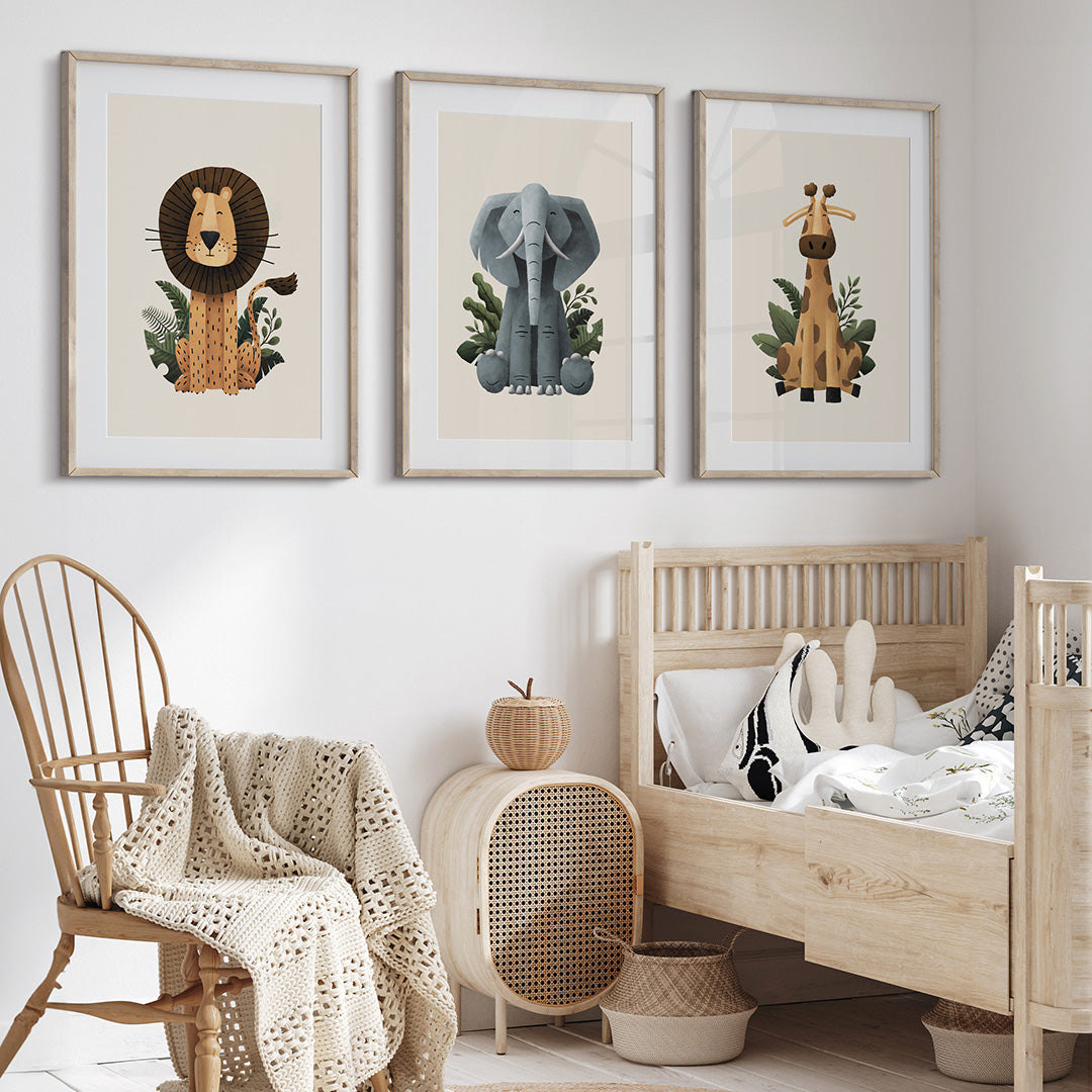 Scandi Safari Nursery Prints Set of 3-Tigercub Prints-Yes Bebe