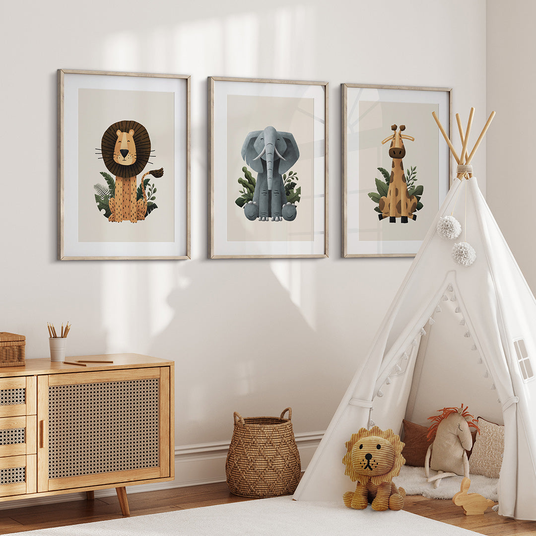 Scandi Safari Nursery Prints Set of 3-Tigercub Prints-Yes Bebe