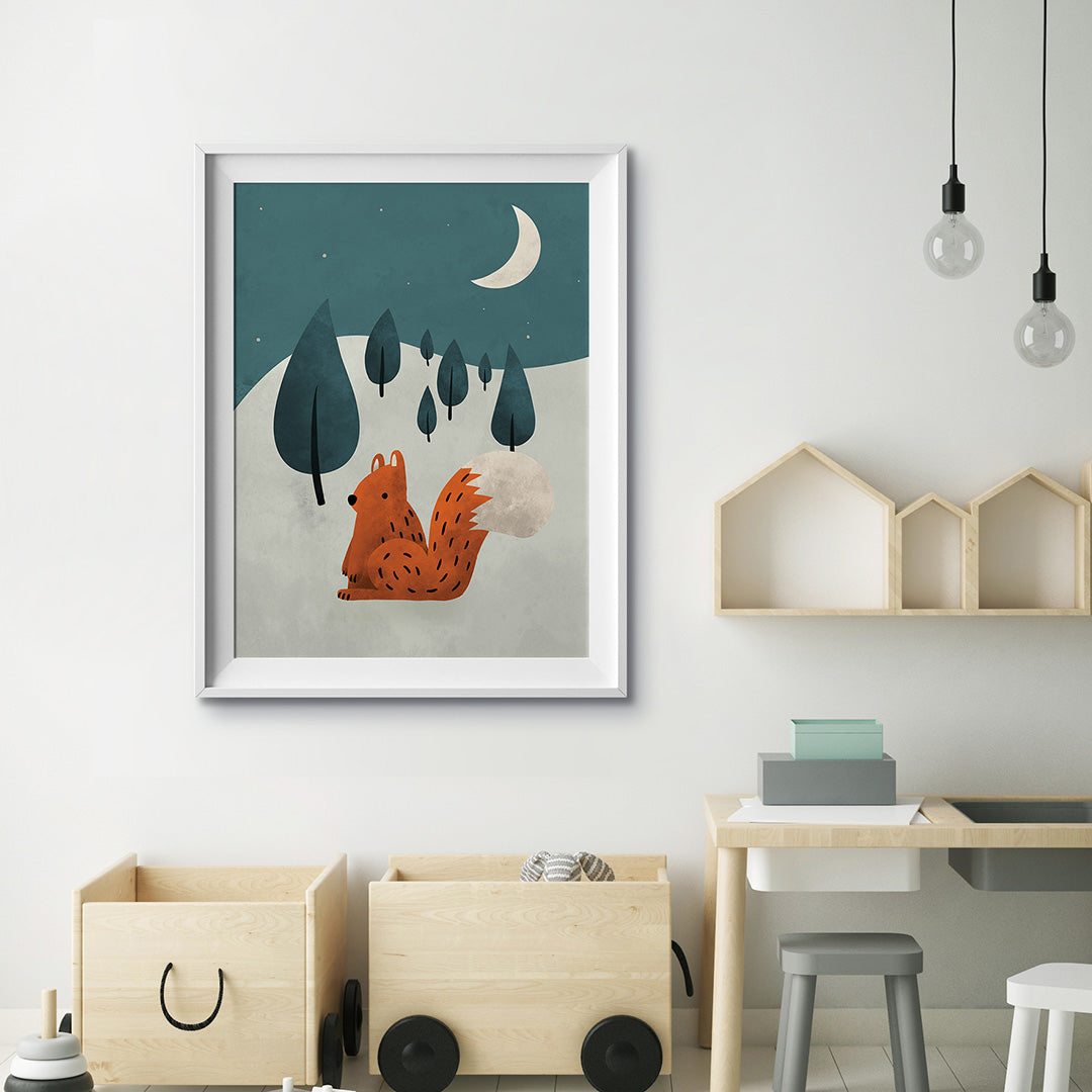 Scandi Squirrel Nursery Print-Wall Prints-Tigercub Prints-Yes Bebe