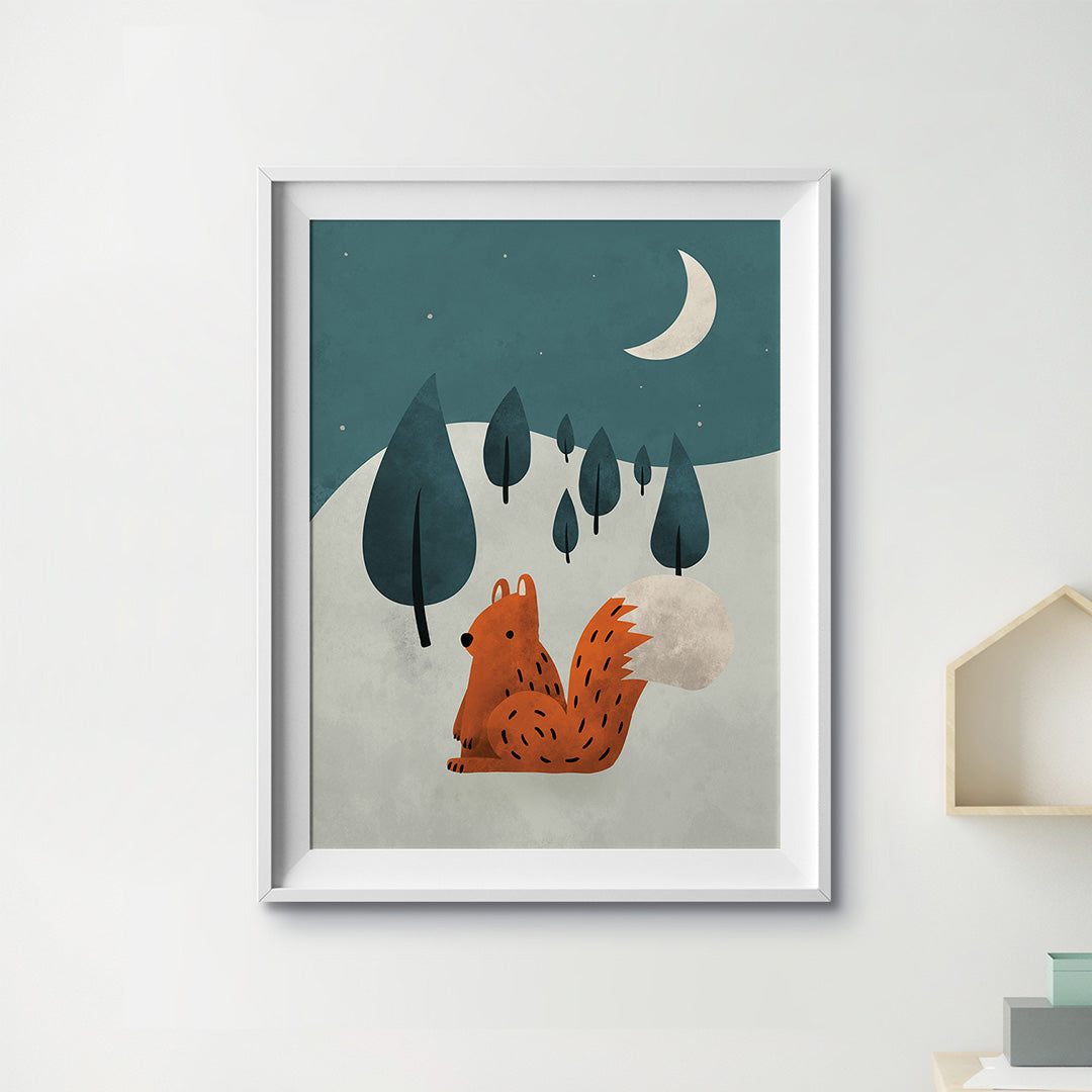 Scandi Squirrel Nursery Print-Wall Prints-Tigercub Prints-Yes Bebe