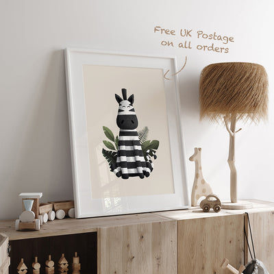 Scandi Zebra Safari Nursery Print-Tigercub Prints-Yes Bebe