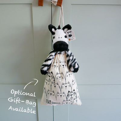 Zebra Soft Toy-Animal Soft Toys-Tigercub Prints-Zebra Soft Toy + 'Tiger & Kittens' Gift Bag-Yes Bebe