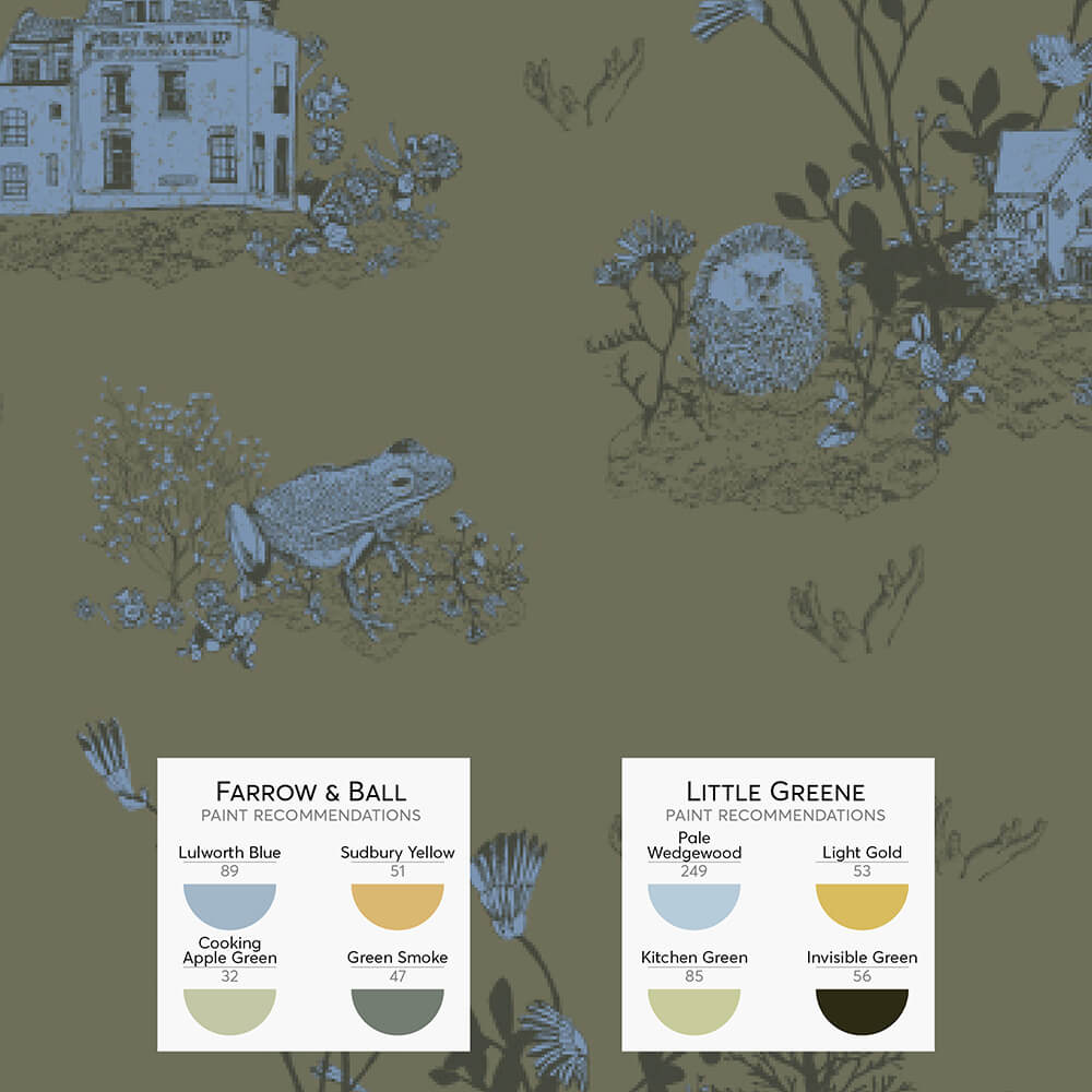 Classic Woodlands Wallpaper - Khaki Blue