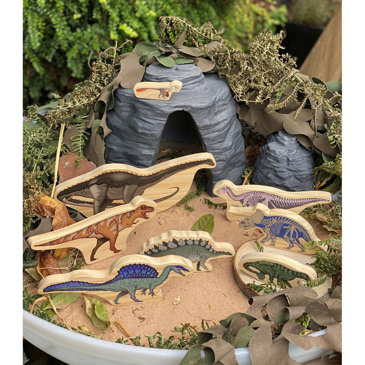 Dinosaur Wooden Characters-Small World Accessories-Yellow Door-Yes Bebe