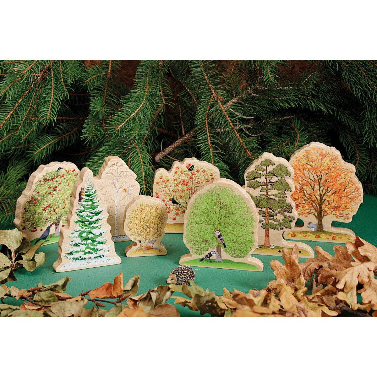 Four Seasons Trees Wooden Play Set-Small World Accessories-Yellow Door-Yes Bebe