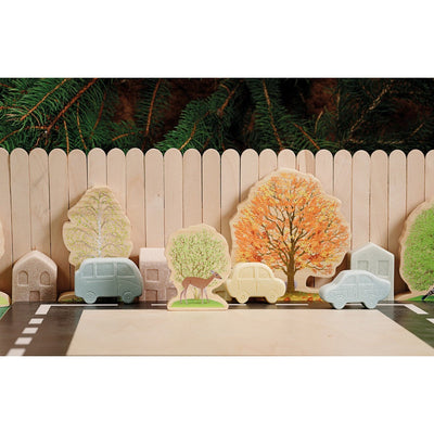 Four Seasons Trees Wooden Play Set-Small World Accessories-Yellow Door-Yes Bebe